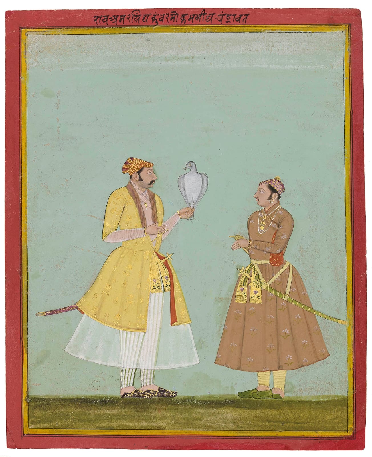 Rao Amar Singh and Kunvar Mohkam Singh Chandavat, Jodhpur, 1720-30, after a Mughal original