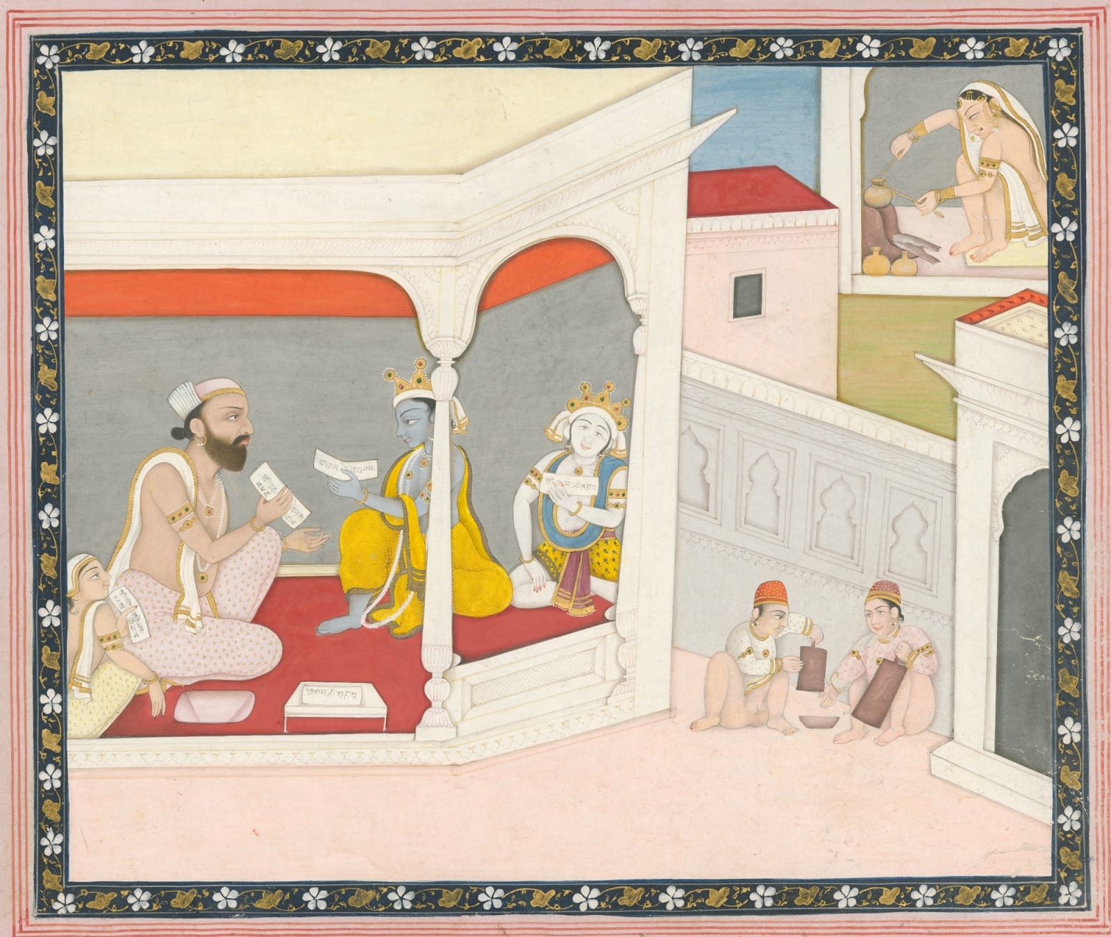 Krishna and Balarama with their Teacher, Garhwal, c. 1800