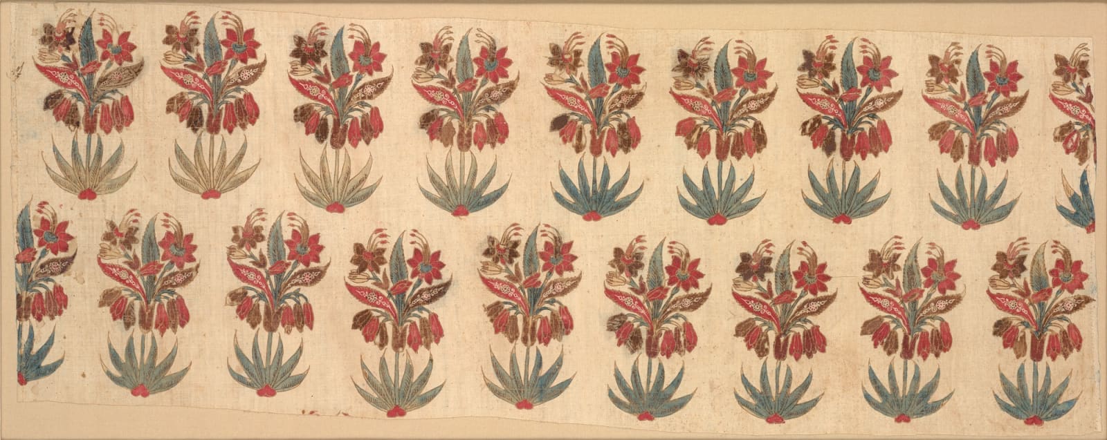 Two rows of flowering plants, South-east India, probably Petaboli, for the Golconda or Mughal court at Amber, mid 17th century