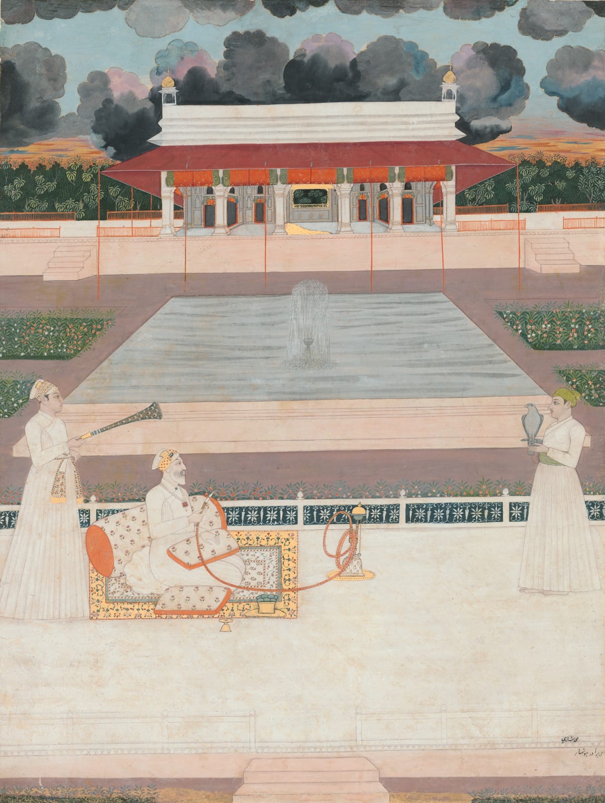 Amir Khan, ‘Umdat al-Mulk, seated on a Terrace, Mughal, ascribed to Nidhamal, c. 1740-45