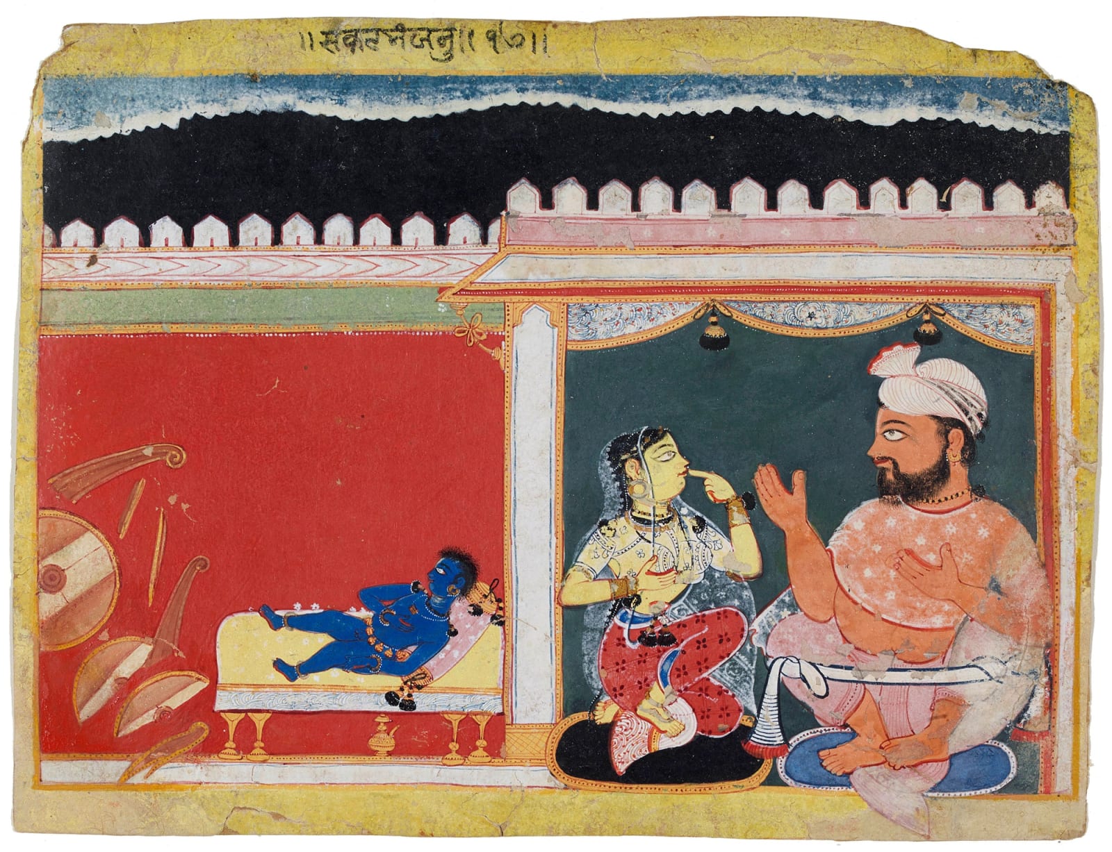 Krishna Kills the Cart Demon - Folio from a Bhagavata Purana Series: (Sakatasuravadha), Rajasthan, c.1575-1585