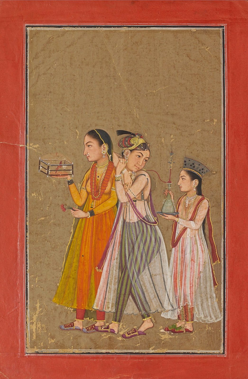 Zenana Women playing at cross dressing , Mandi, attributed to the Early Master at the Court of Mandi and/or his atelier, c.1650