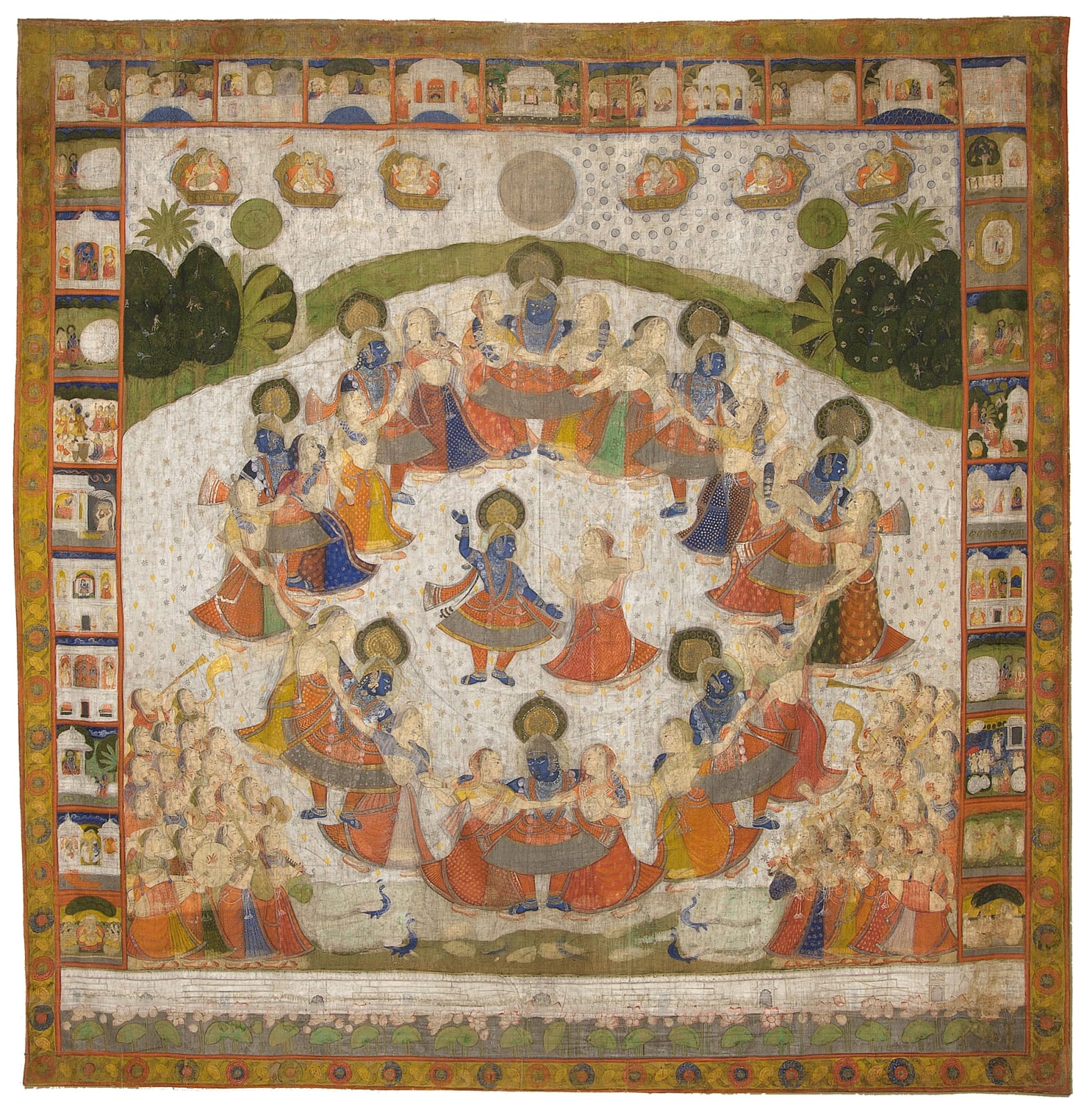 Pichvai of Rasa Lila for Sharad Purnima (Autumnal Full Moon Dance), Nathdwara, mid to second half of 19th century