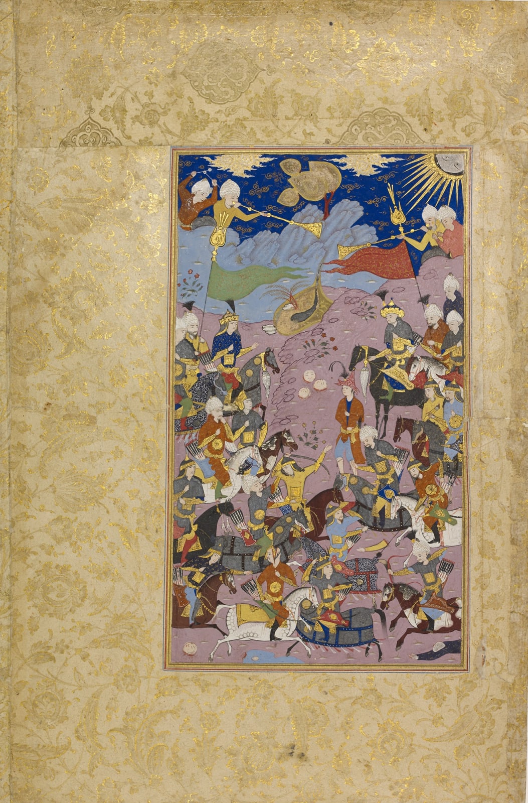 Shah Isma'il defeats the army of the Aq-Qoyunlu, from Khwandamir's Habib al-Siyar, Iran, Qazvin or Isfahan, c1590-1600
