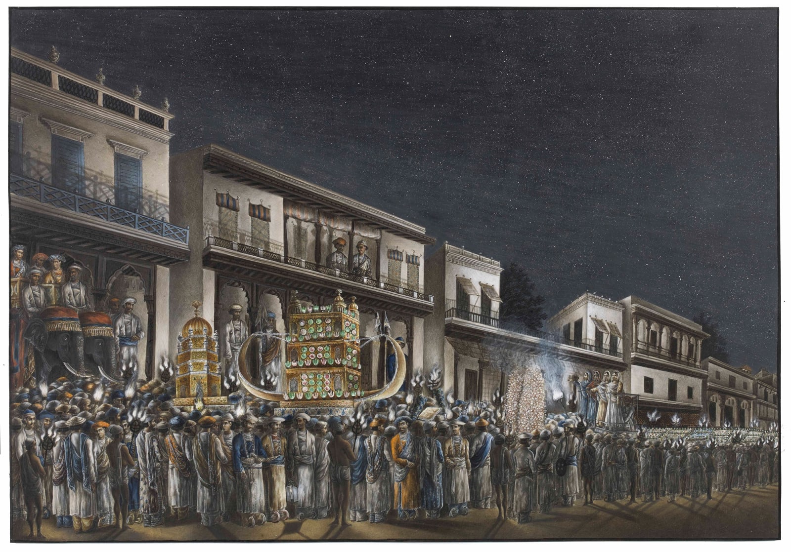 Muharram procession by night, Patna, 1820–30