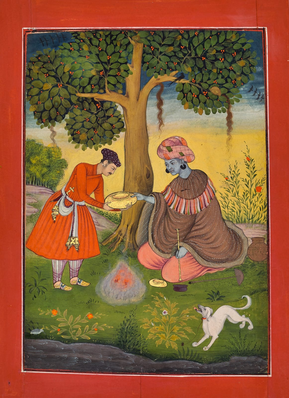 A Yogi offered a Gift, Mughal style, perhaps at Bikaner, C.1620