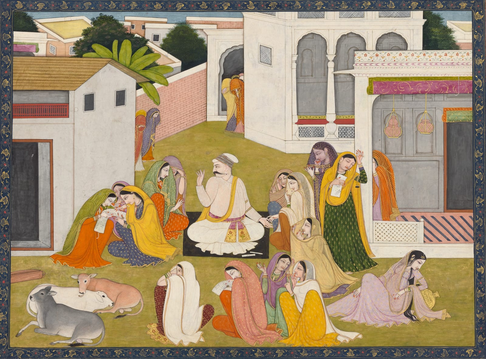 Uddhava consoling the Women of Braj - Page from a Bhagavata Purana series, Guler, c. 1790, attributed to Ranjha