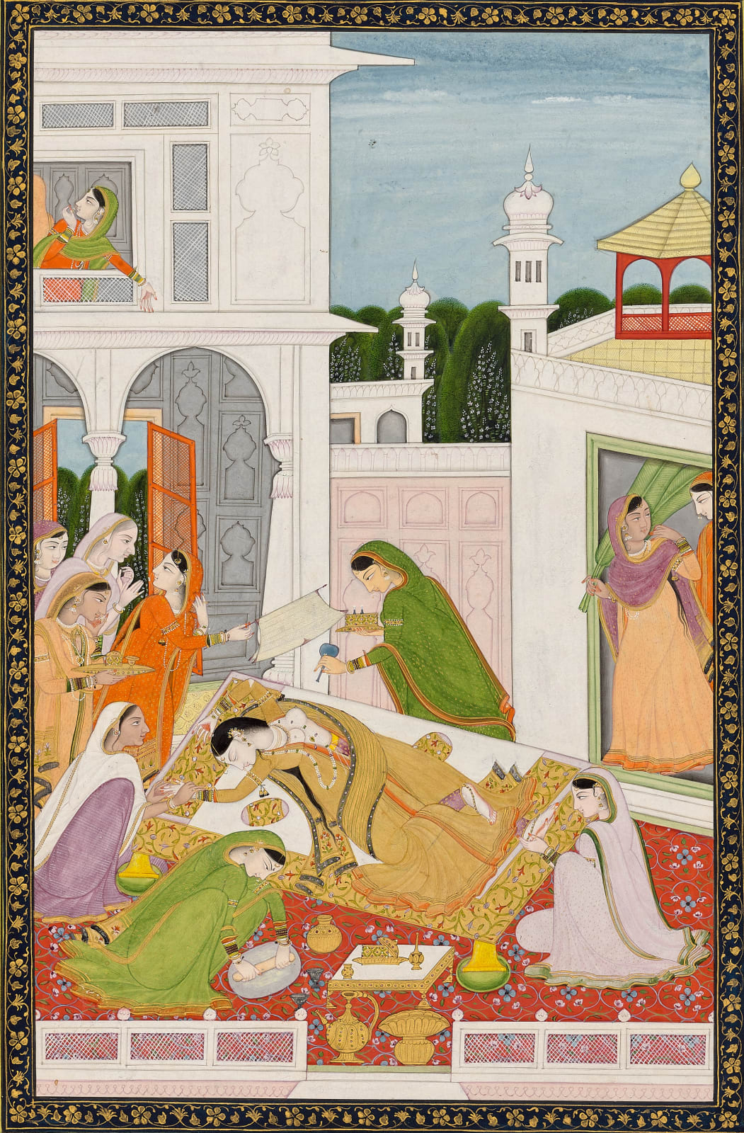 The Lovesick Lady, Mandi, 1810–20, attributed to Sajnu and workshop