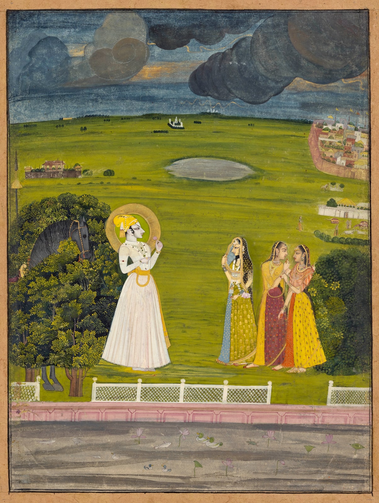 Krishna and Radha at an assignation in a landscape, Kishangarh, c. 1770