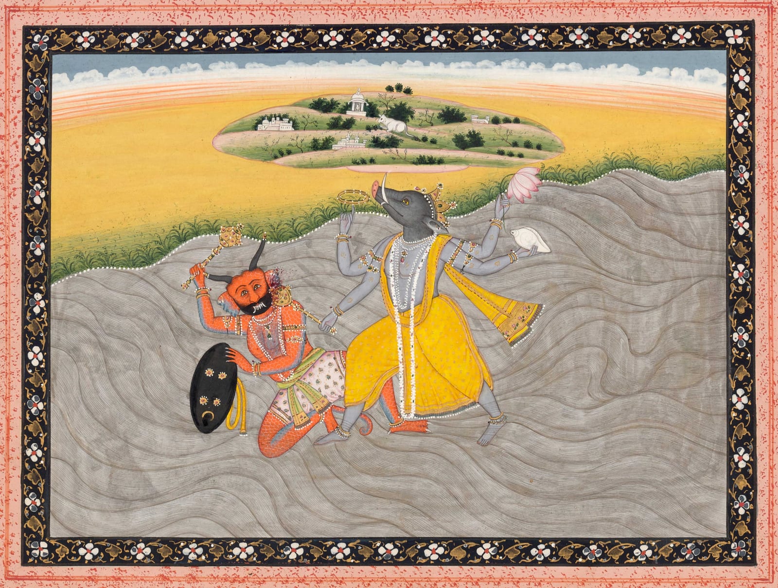 Vishnu as Varaha rescuing the earth, Kangra, 1820-40