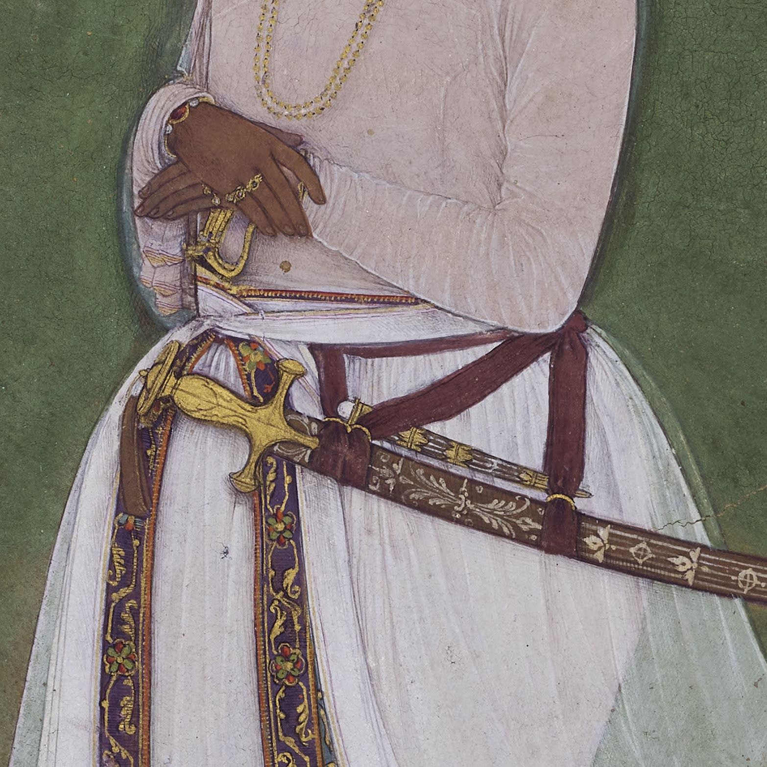 An album page depicting an officer at the court of Jahangir