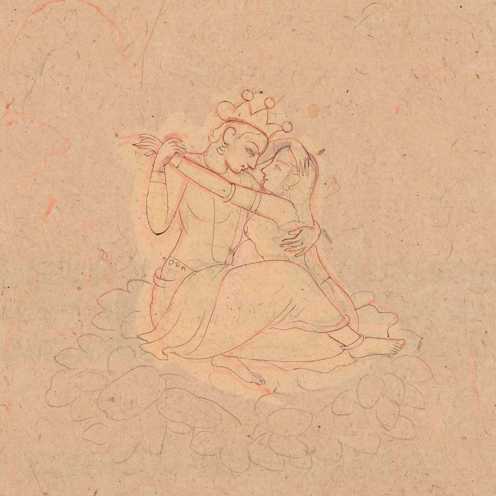 Vishnu and Shri embracing