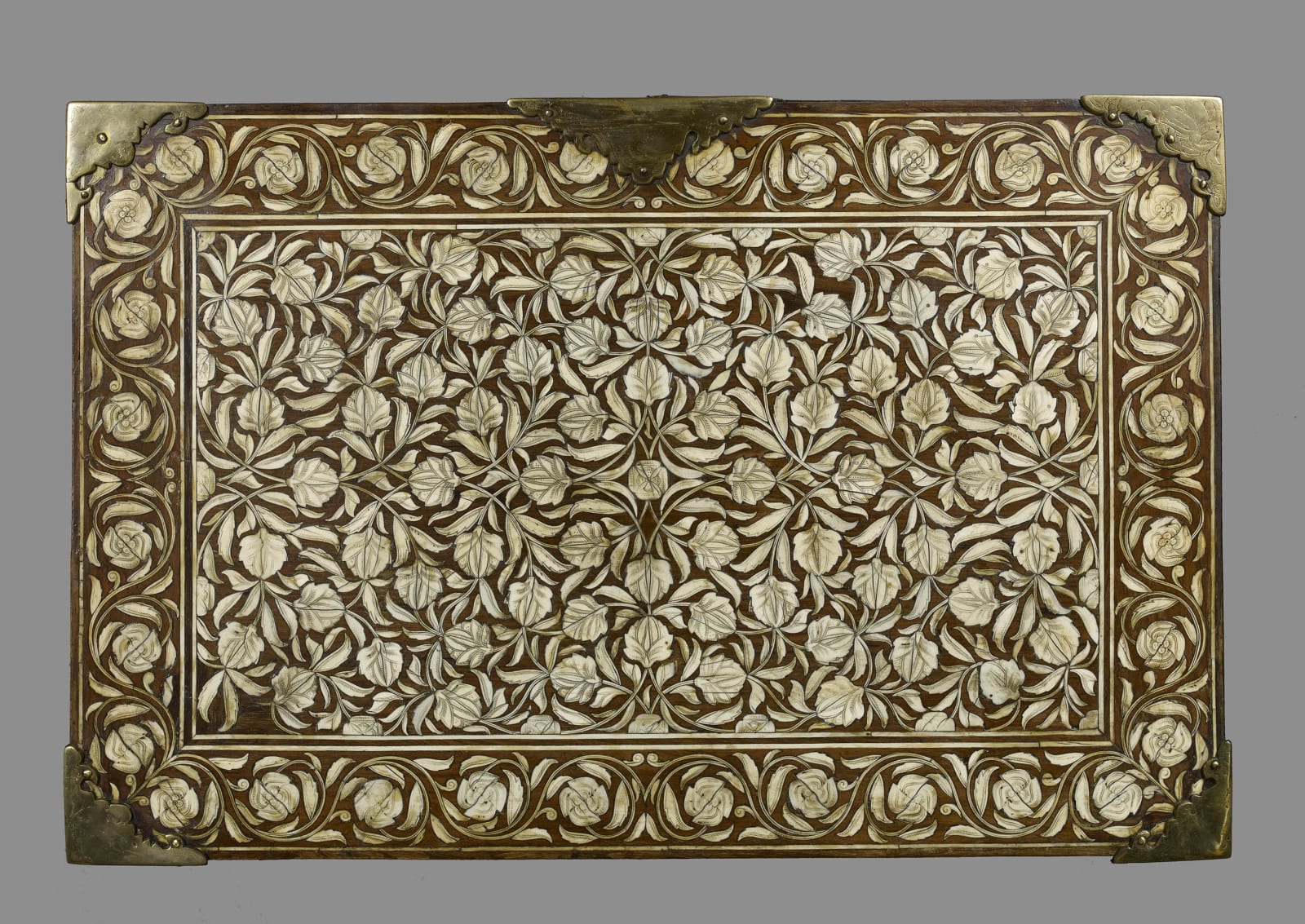 Cabinet with figurative Ivory Inlay, India, Gujarat or Deccan, for export to Europe, c. 1700