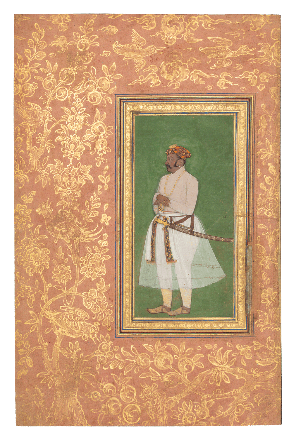 An album page depicting an officer at the court of Jahangir