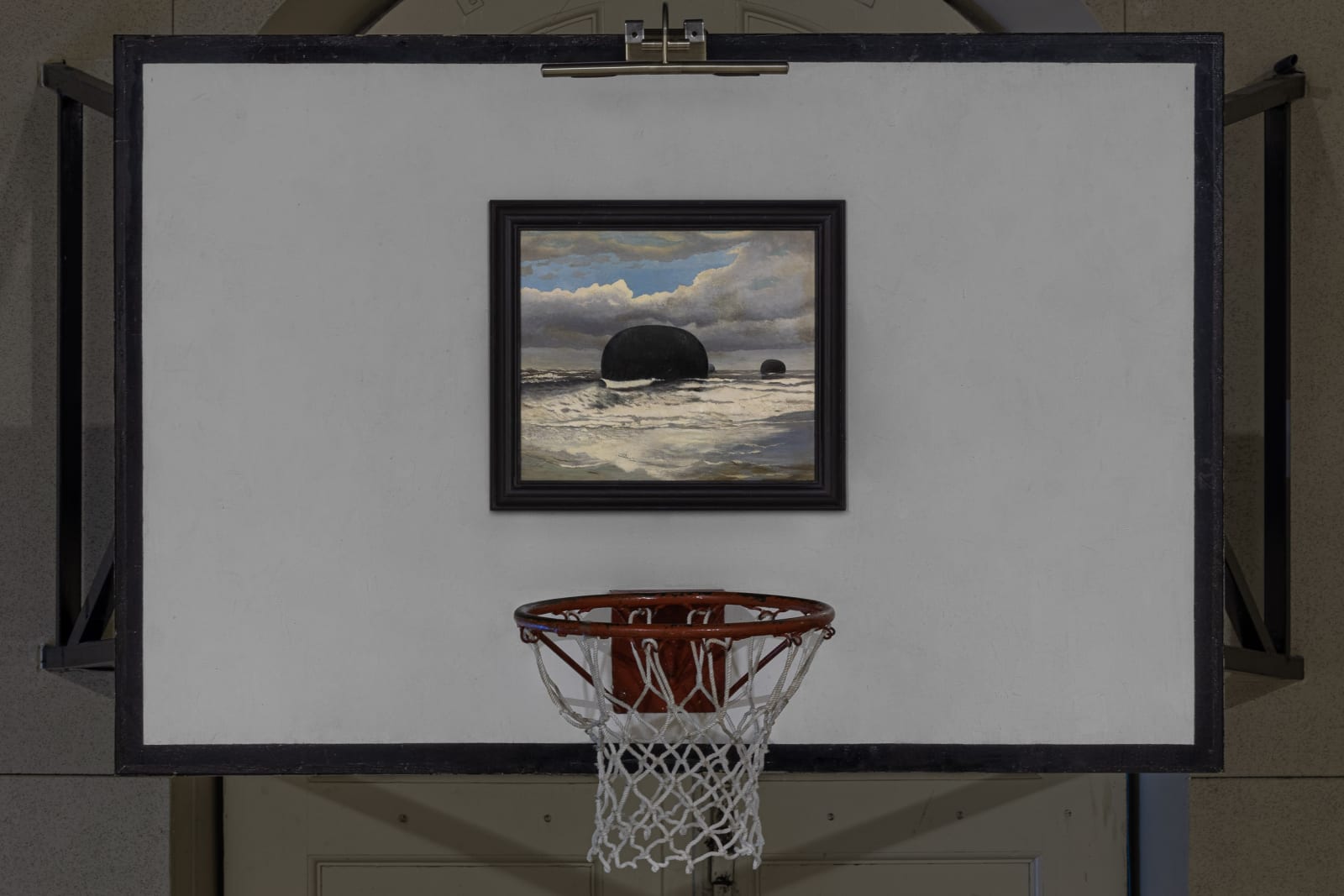 Fiona Banner aka The Vanity Press, Capitalist, Capitalist, Capitalist, (ellipsis), 2022 Oil on found painting, frame 50 × 57.5cm. Installation...