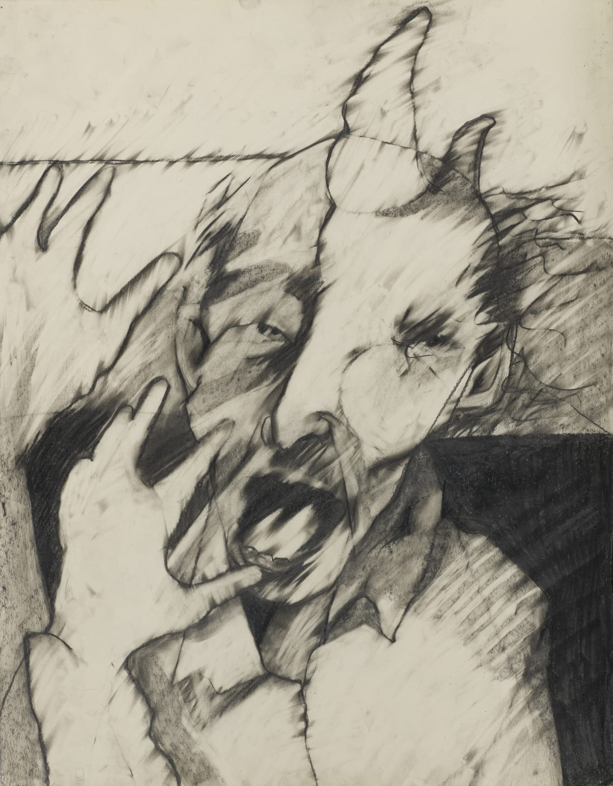 Rick Bartow, Rhinoceros, 1979-1980, graphite on cotton rag paper, 24 x 19 in