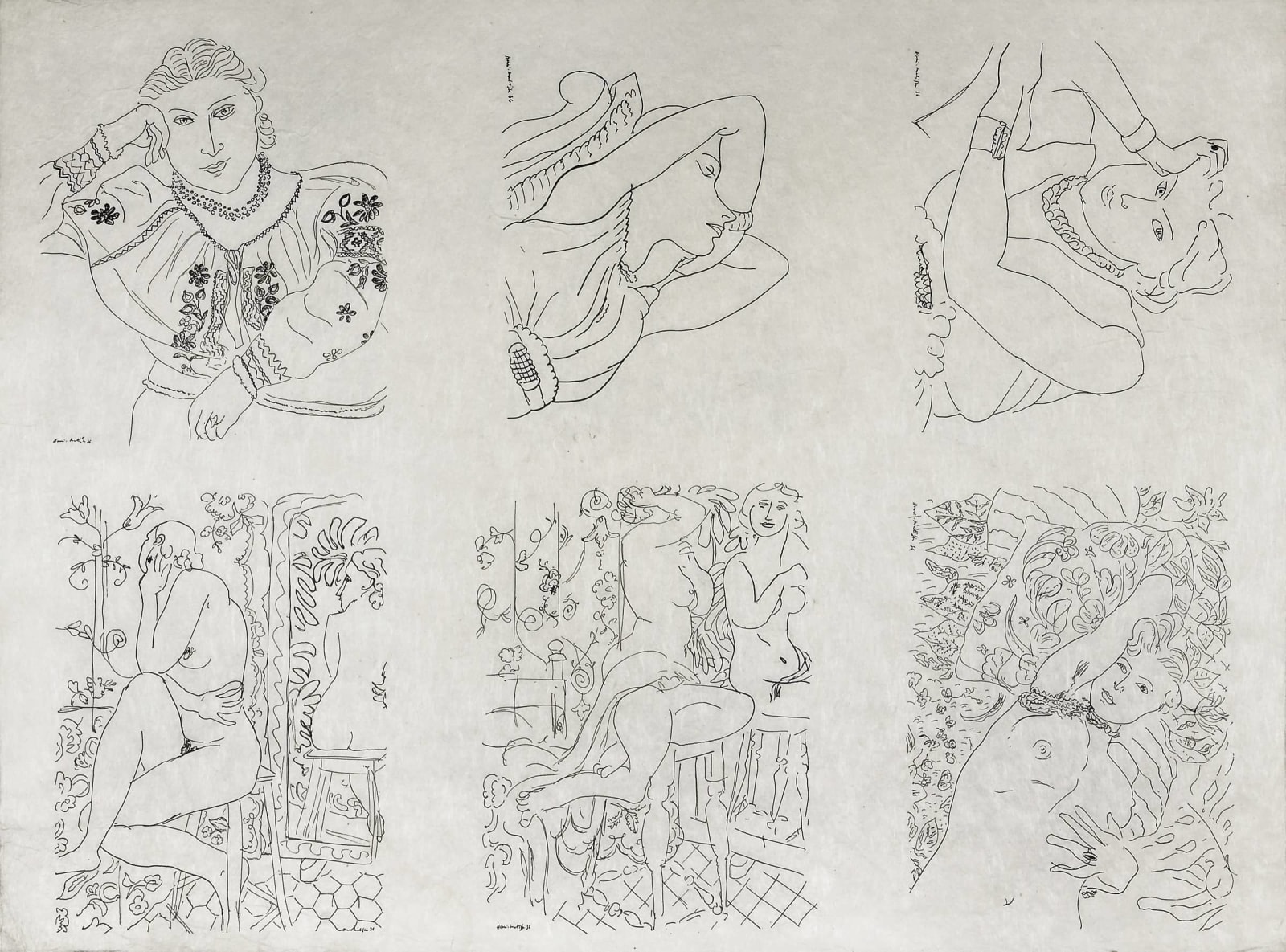 Henri MATISSE, Six portraits et nus féminins V