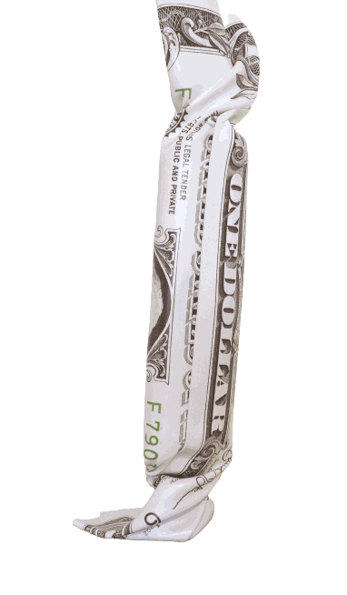Billet DRICK One Dollar, hauteur 54cm en résine, et pied en marbre. CHF. 900