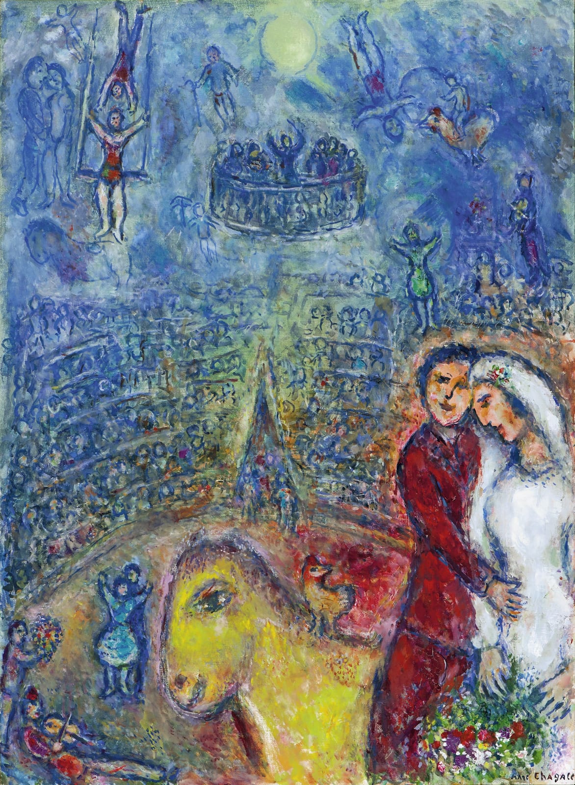 Marc Chagall, Les fiancés au cirque, 1982