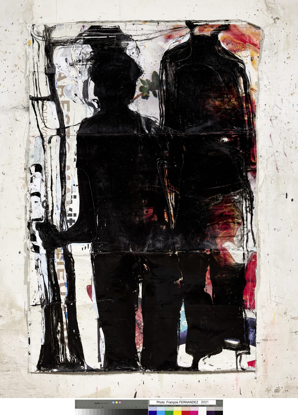Jean Charles BLAIS dOcteuR de SotO, 2021 Peinture à l’huile et craie sur affiches arrachées 187 x 126 cm Courtsey de l'artiste et de la galerie Catherine Issert © François Fernandez