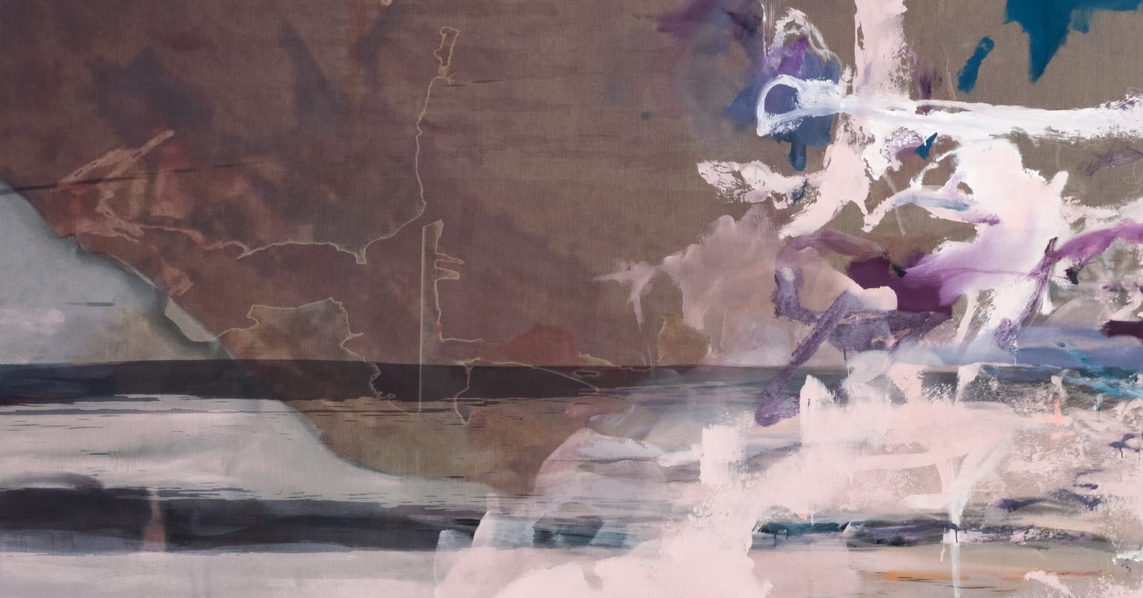 Michael Müller The Given Day (detail) 2021–2022 Acrylic, gesso and lacquer on printed Belgian linen © Studio Michael Müller