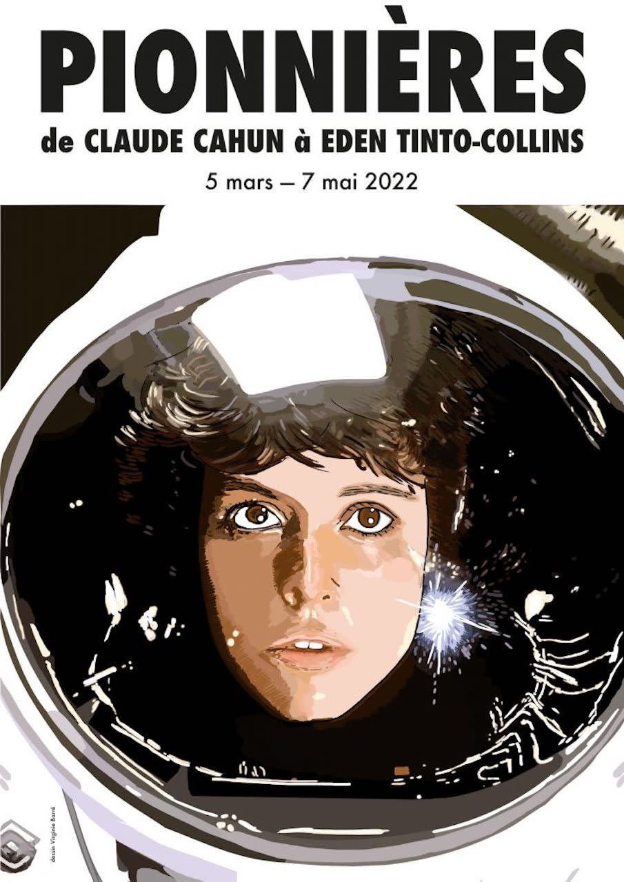 Affiche de l’exposition Pionnières, dessin de Virginie Barré pour Zoo galerie, 2022