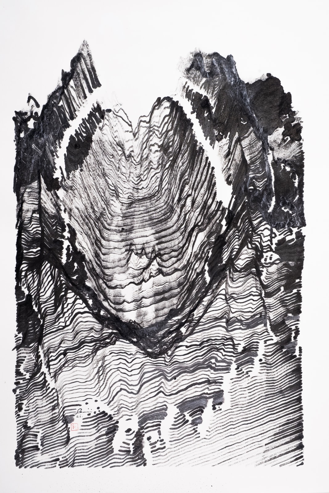 Victor Wong x A.I. Gemini, Far Side of the Moon 0008, 2019, A.I. Ink on Paper, 89 x 62 cm 黃宏達 x A.I. Gemini，《月球背面 0008》，2019，人工智能、水墨紙本，89 x 62 cm