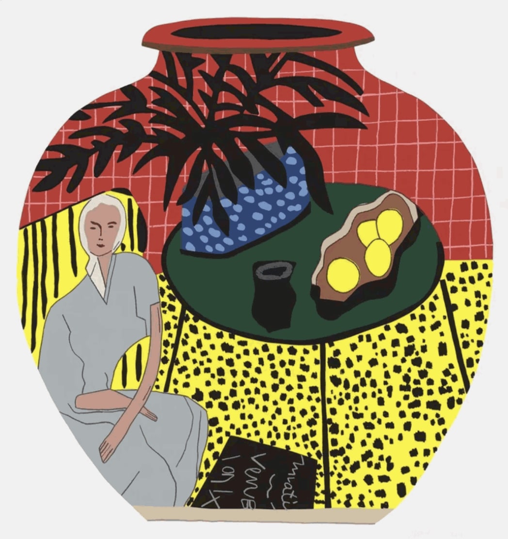 Jonas Wood Matisse Pot 4, 2019-2020 18-colour screen print on Rising Museum Board 34 x 32 in 86.4 x 81.3 cm Edition of 50