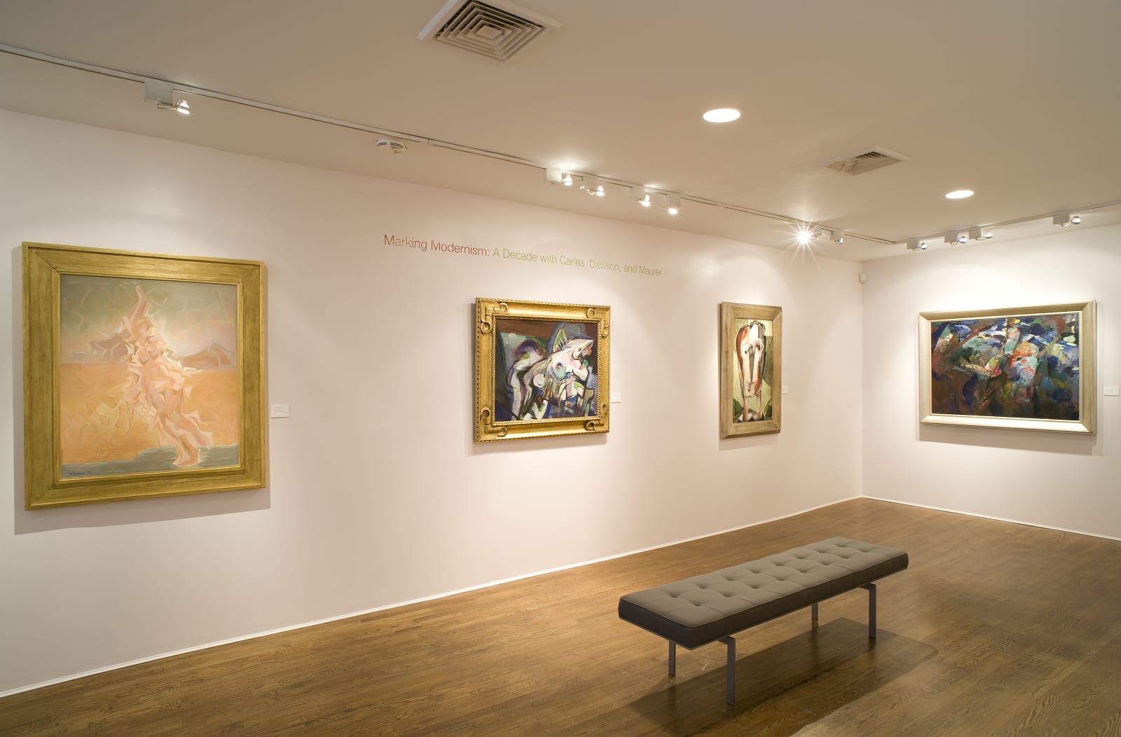 Installation view: Marking Modernism: A Decade with Carles, Dawson, and Maurer