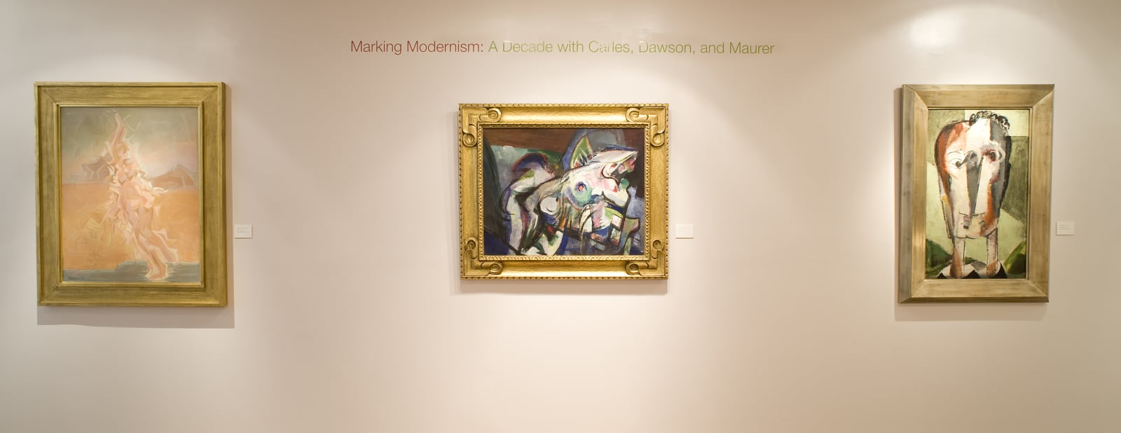 Installation view: Marking Modernism: A Decade with Carles, Dawson, and Maurer