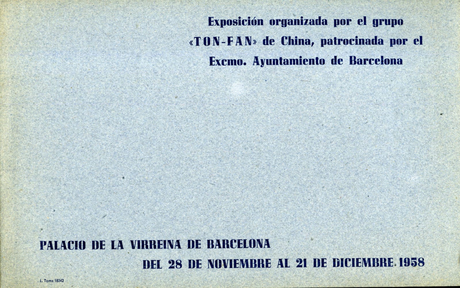 1958, Ton-Fan Painting Exhibition in Barcelona 1958年於巴塞隆納舉辦「東方畫展」