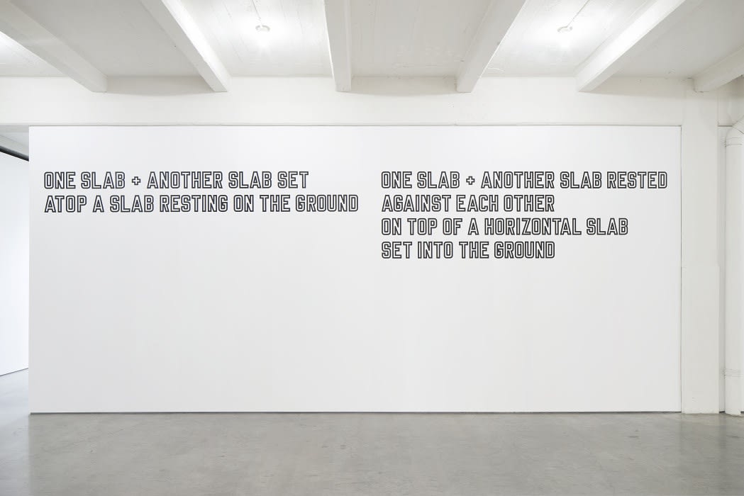 Lawrence Weiner, 5 Figures of Structure, 1987. Dia Art Foundation © Lawrence Weiner/Artists Rights Society (ARS), New York. Photo: Bill...