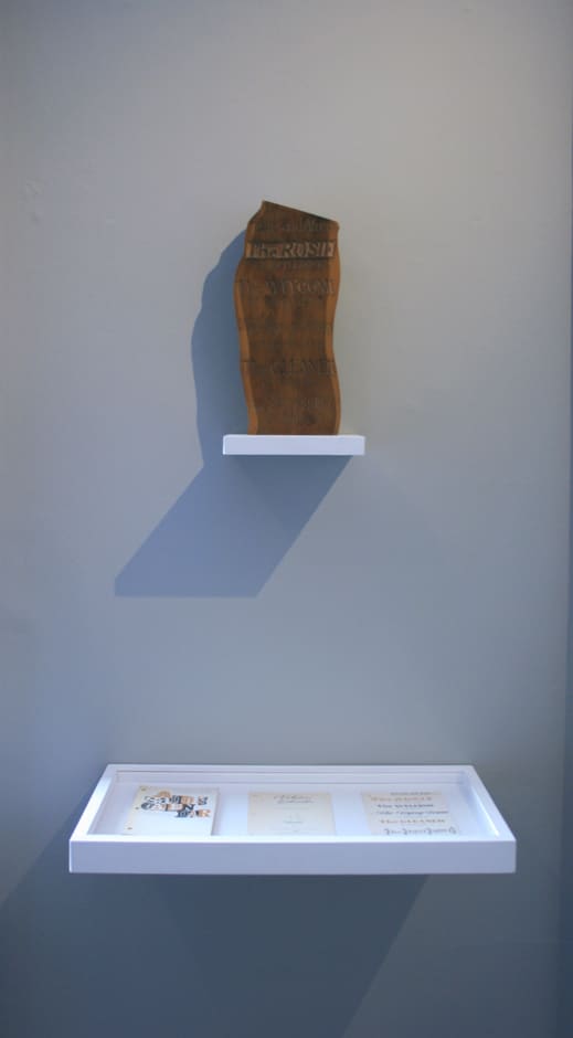 Ian Hamilton Finlay Five Fore-and Afters circa 1970 Carved and polished yew with a copy of Sailors's Calendar, 1971