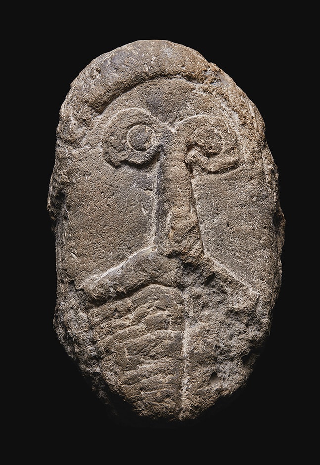 A Celtic Limestone Head of a Man circa 1st Century A.D Stone 32 x 19 cm private collection