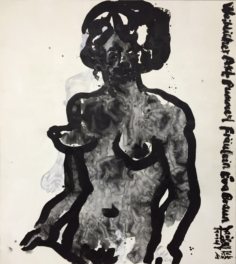 These are still nude paintings - copies of life drawings by Adolf Hitler No.1 2015 Ink, acrylic and mineral colours...