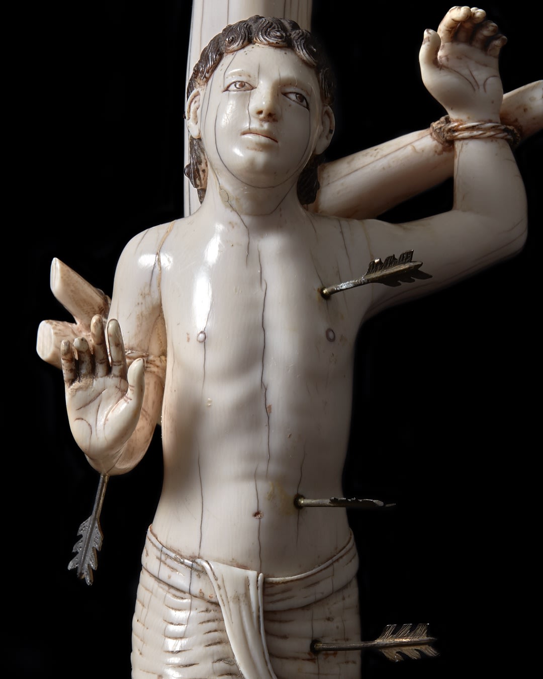 Indo-Portuguese Ivory Figure of Saint Sebastian, 17th century