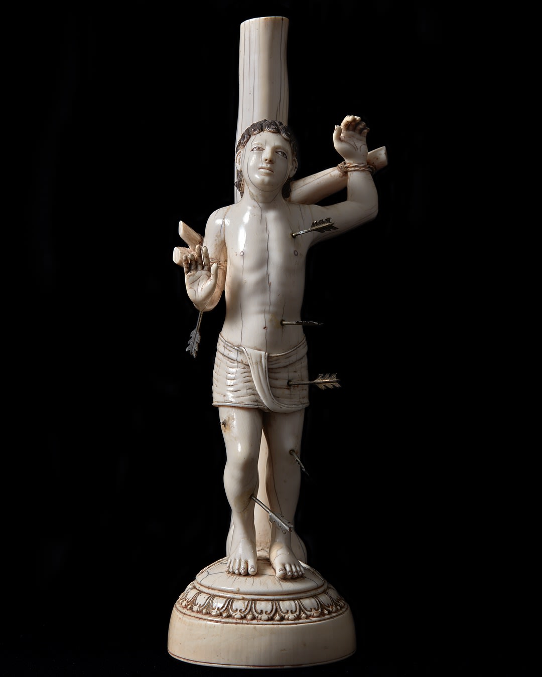 Indo-Portuguese Ivory Figure of Saint Sebastian, 17th century