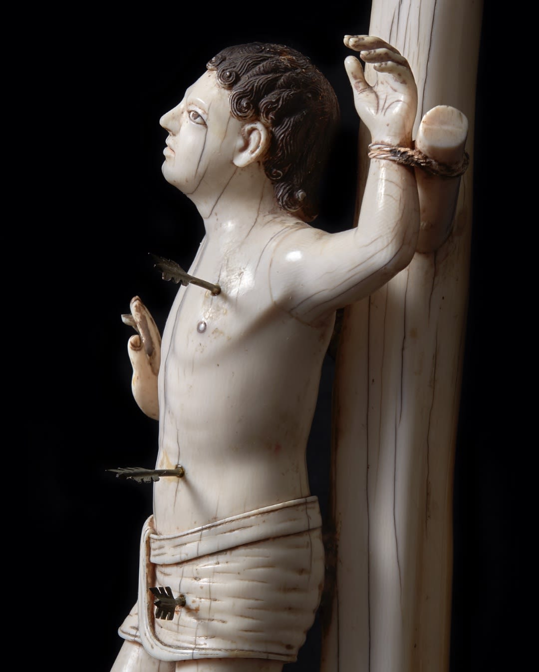 Indo-Portuguese Ivory Figure of Saint Sebastian, 17th century
