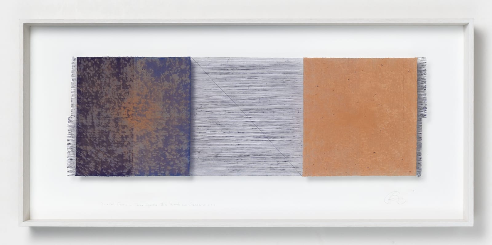 Chiyoko Tanaka, #022074  Grinded Fabric - Three Squares. Blue Threads and Sienna #291, 2010