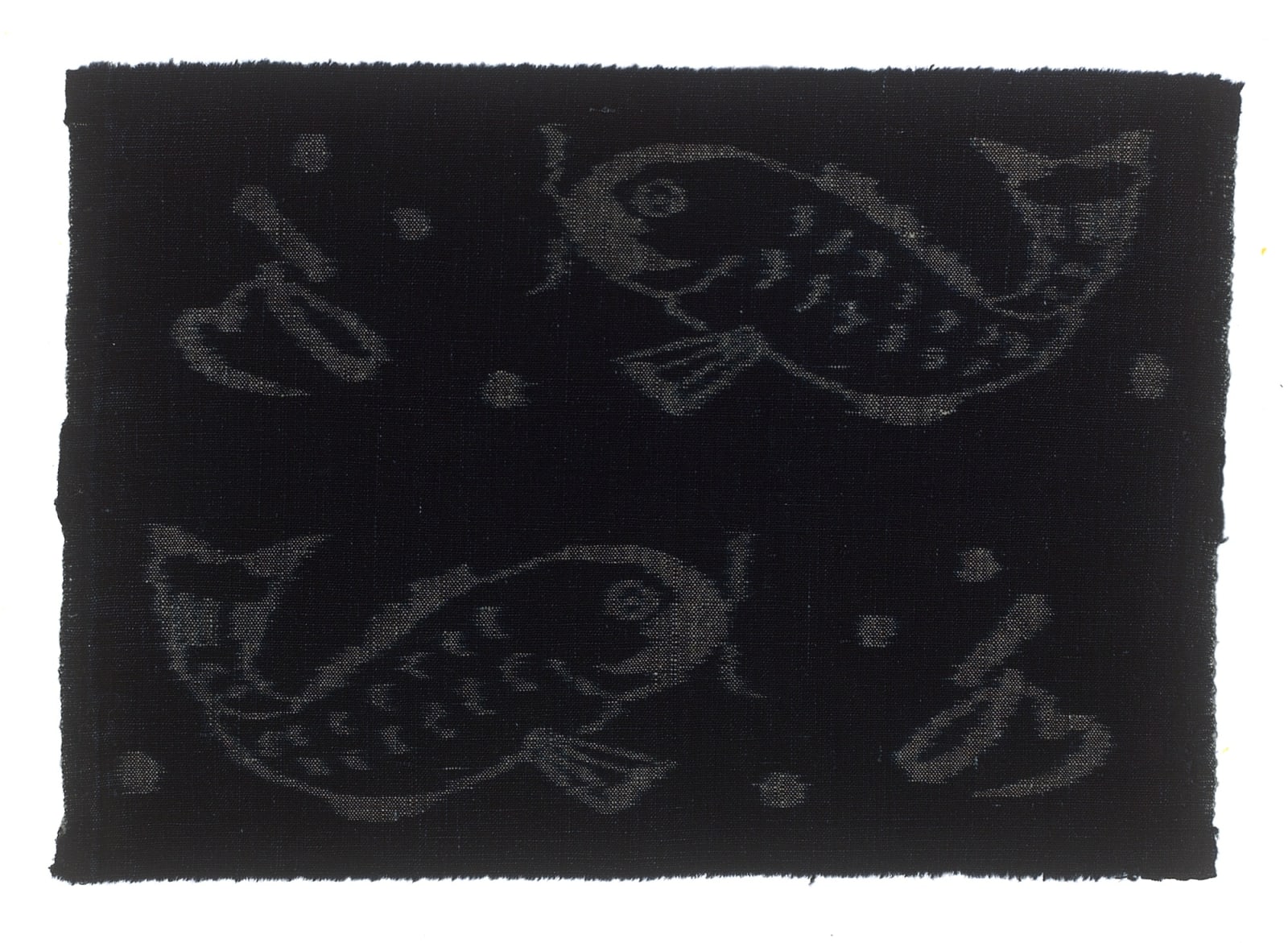 Textilien, #004205 Kasuri, Karpfen und Schriftzeichen (Wasser), 19. Jh.