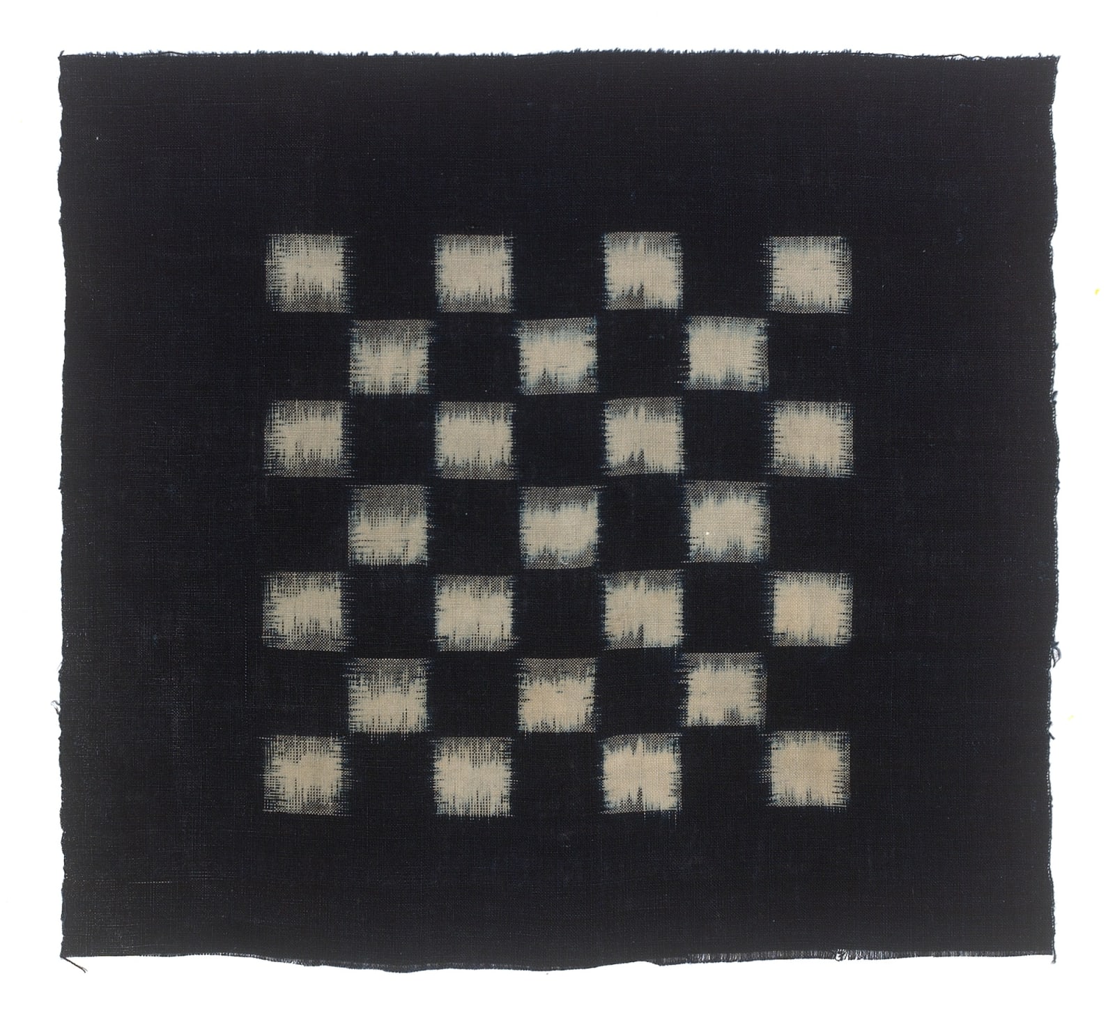 Textilien, #004104  Kasuri, Schachbrettmuster aus 25 weissen Quadraten