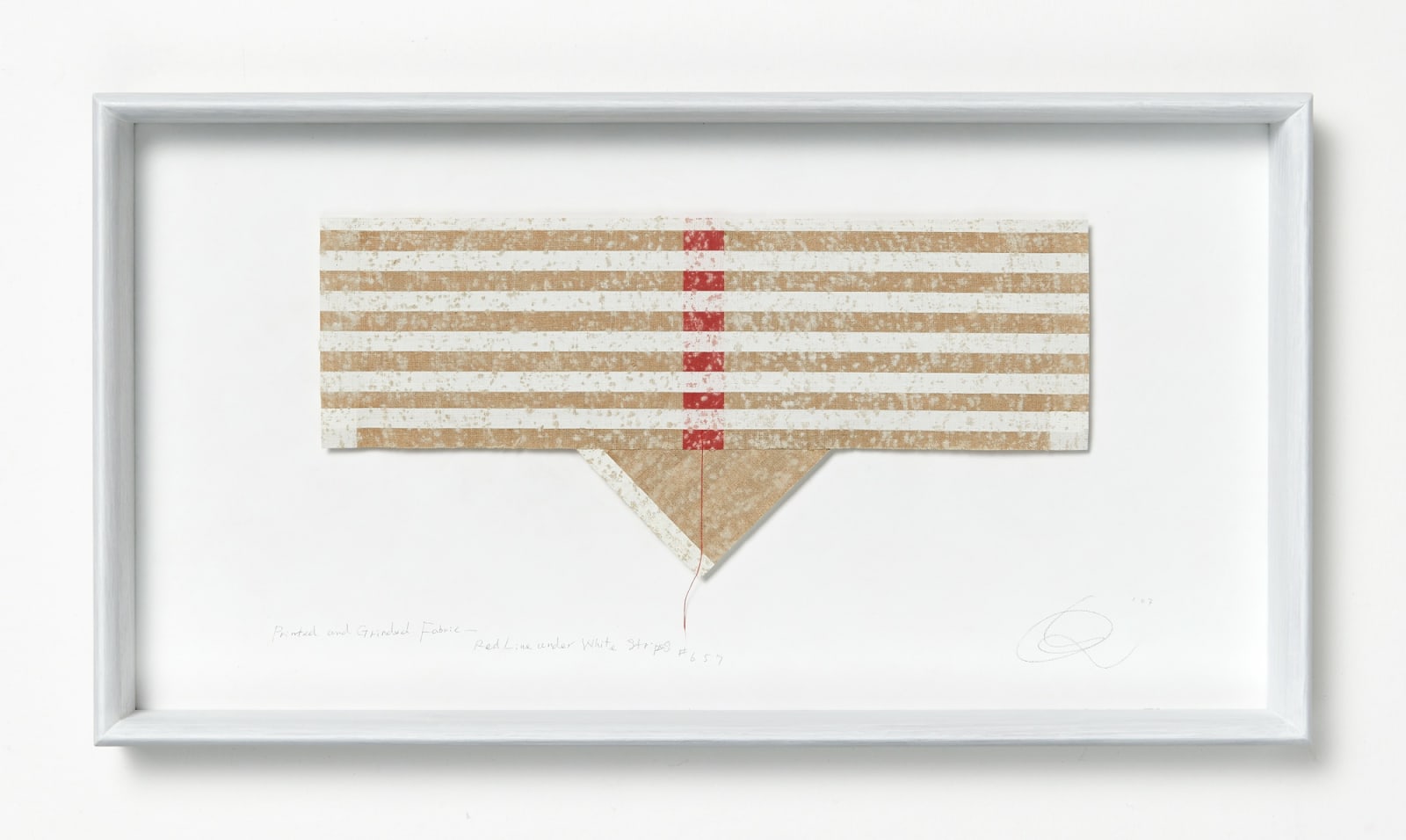 Chiyoko Tanaka, #023039  Printed and Grinded Fabric - Red Line Under White Stripes #657, 2007