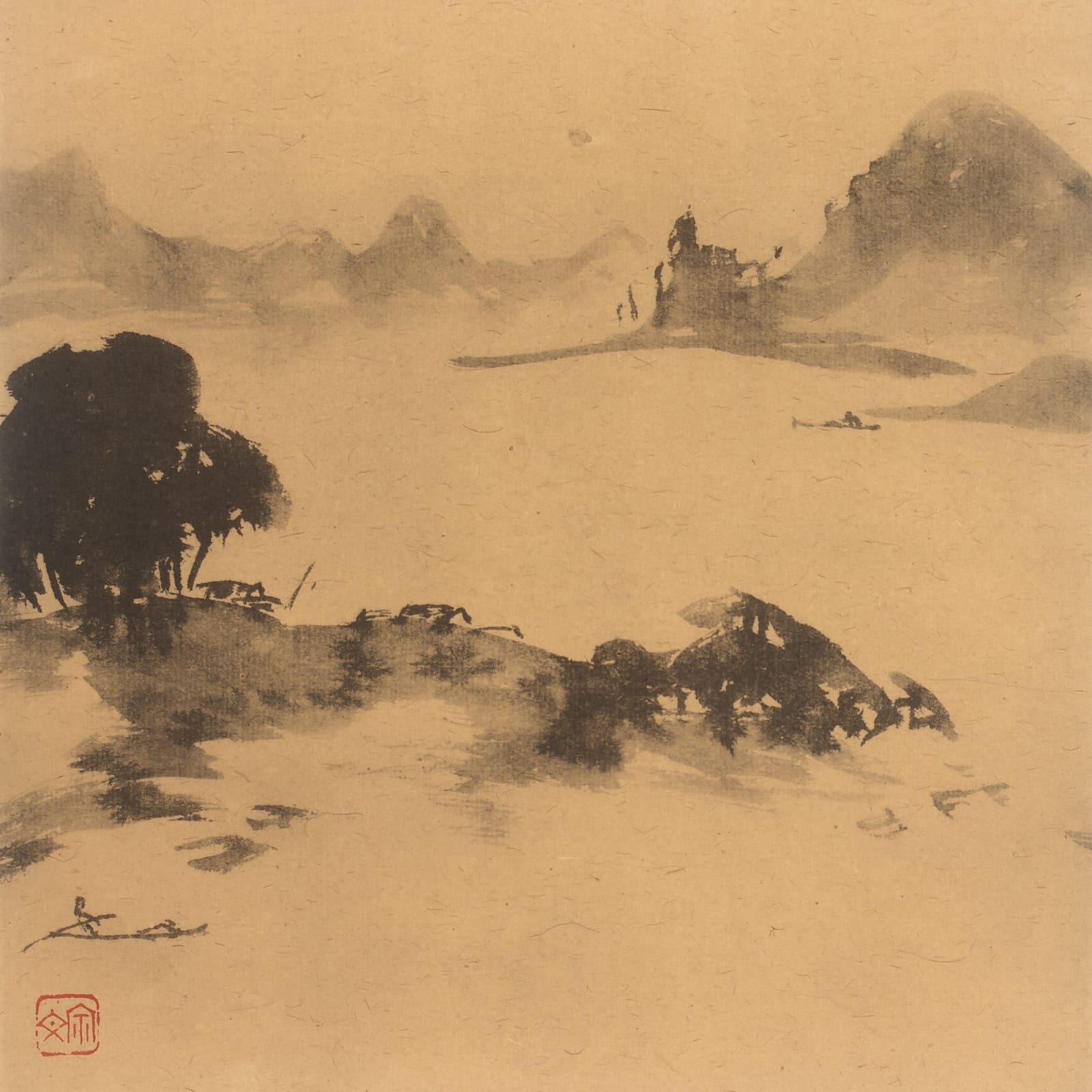 Malerei, #013602 Mizoguchi Sôbun - Dorf in den Bergen, 20. Jahrhundert