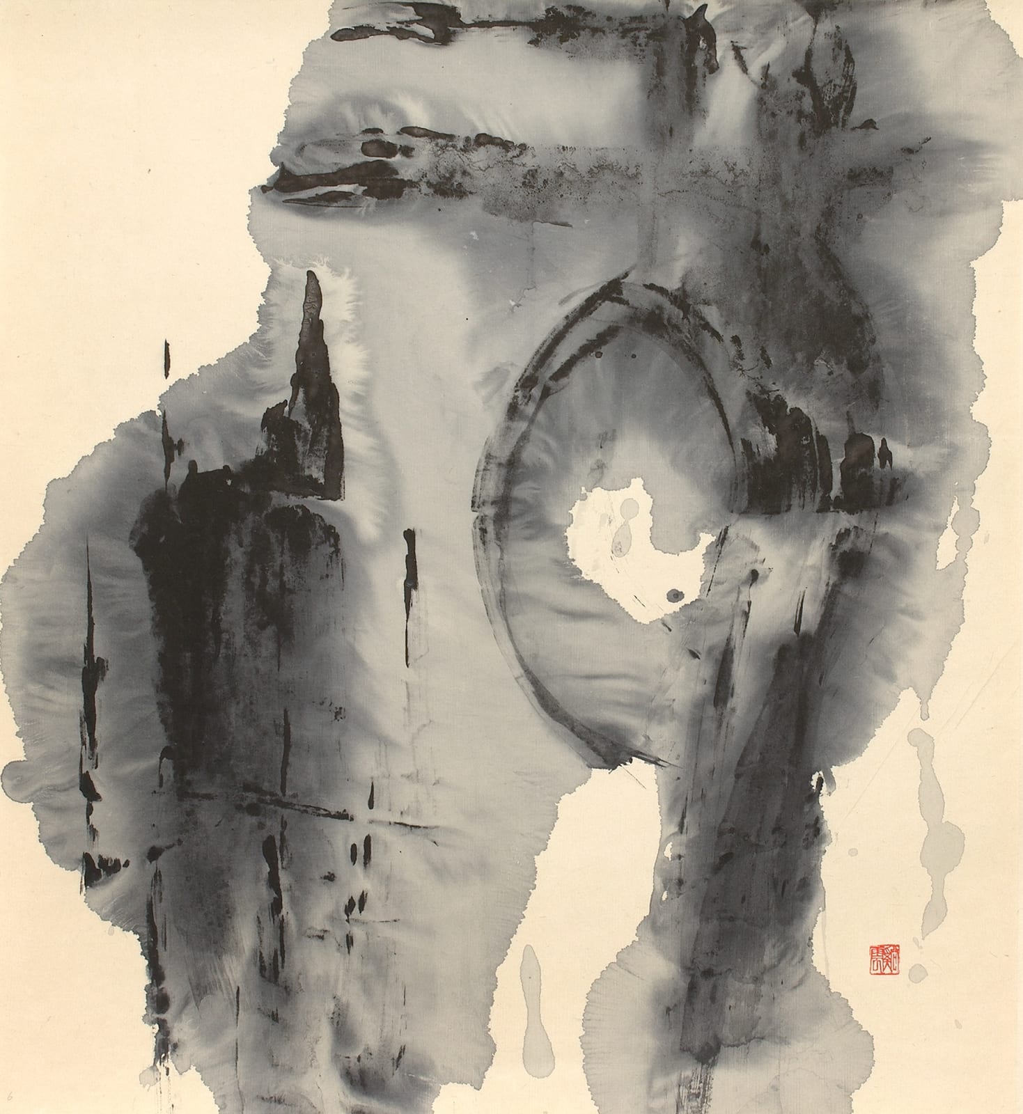 SHO-Künstler, #016291  Takashima Kei’un (*1929), Tuscheform, um 1960