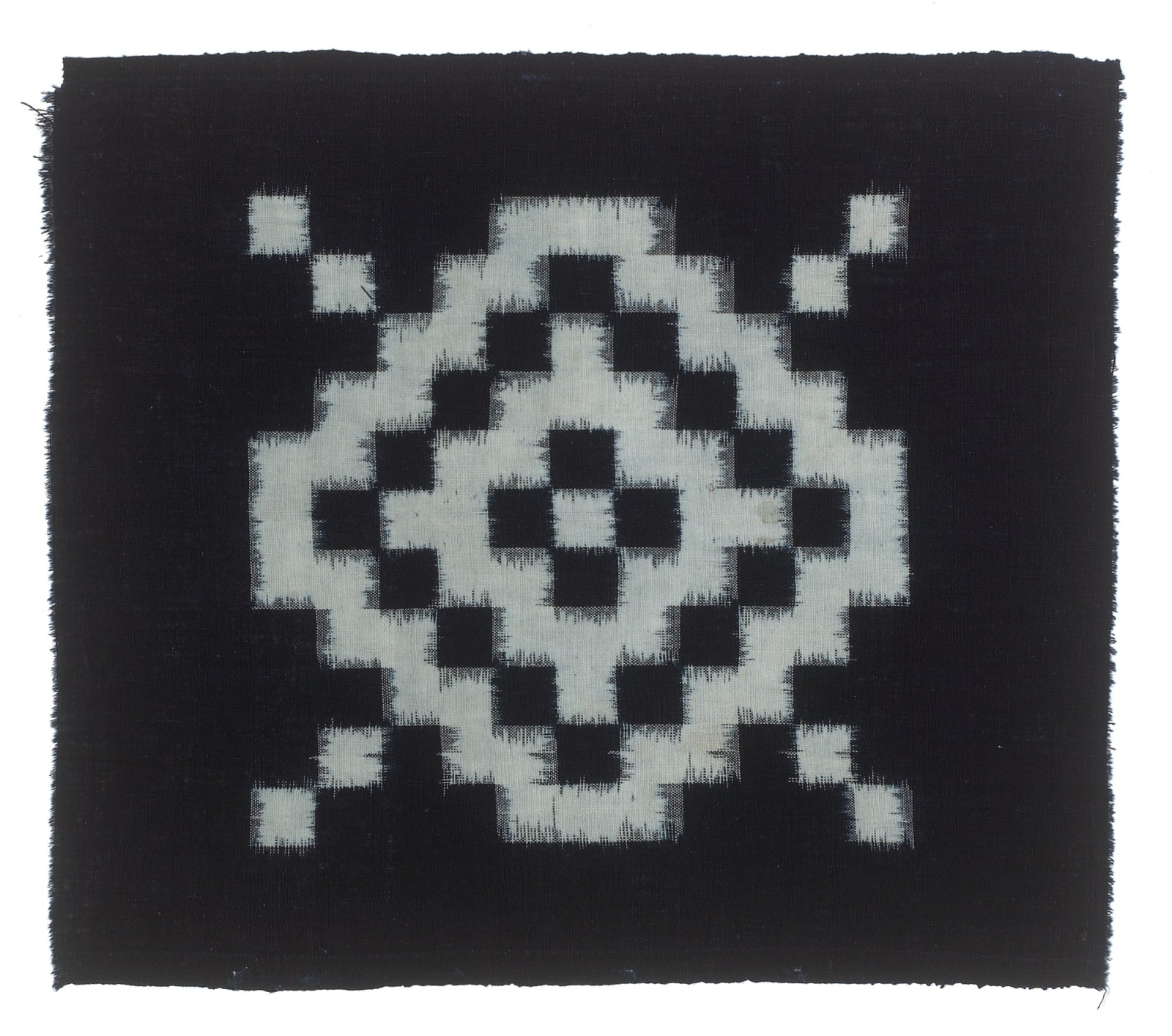 Textilien, #004111  Kasuri, Schachbrettartiges Muster aus kleinen weissen Quadraten