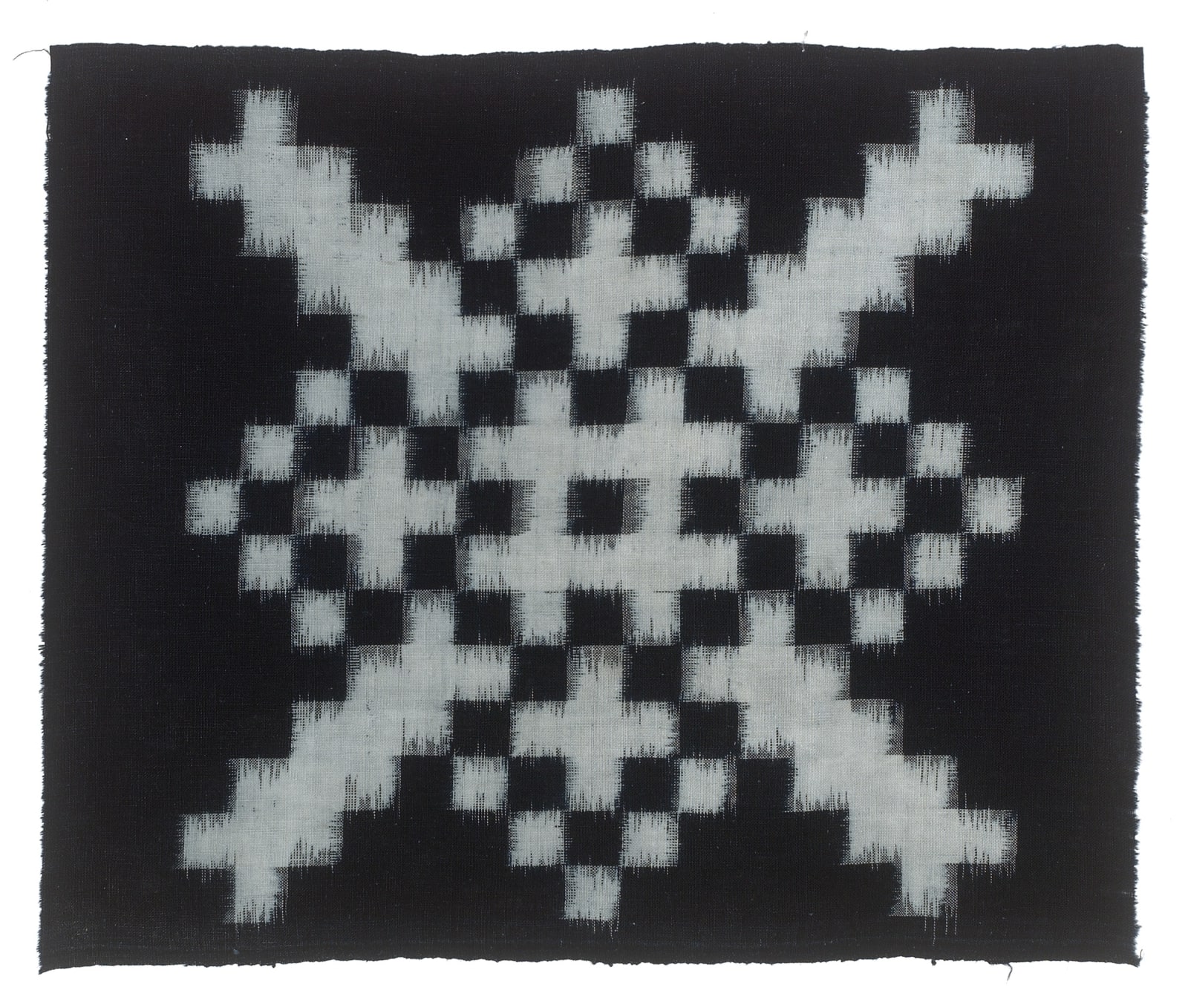 Textilien, #004141  Kasuri, Grosses Schachbrettmuster aus kleinen weissen Quadraten