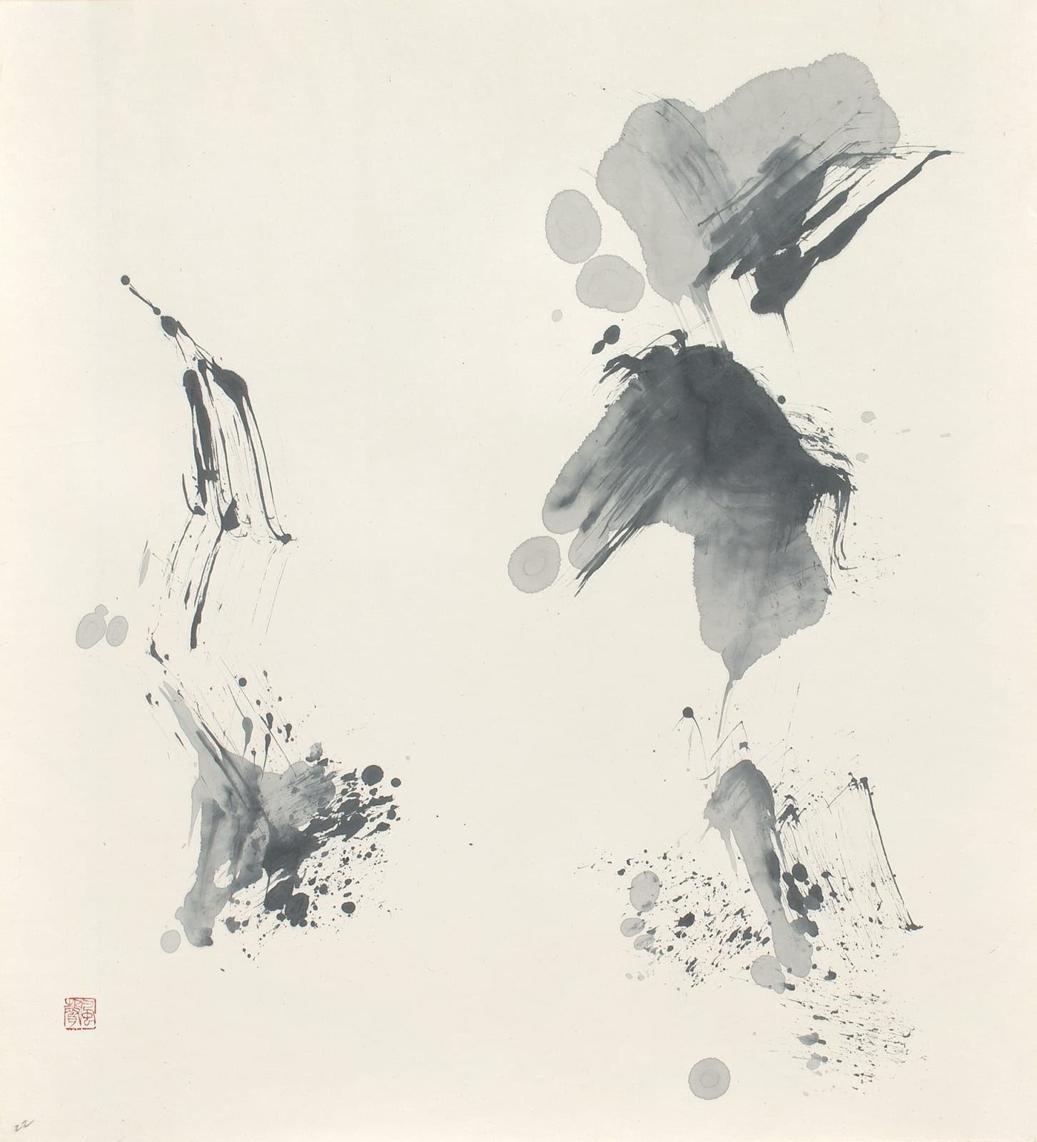 SHO-Künstler, #016293  Takeuchi Fûsei (*1926), Tuscheform, um 1960