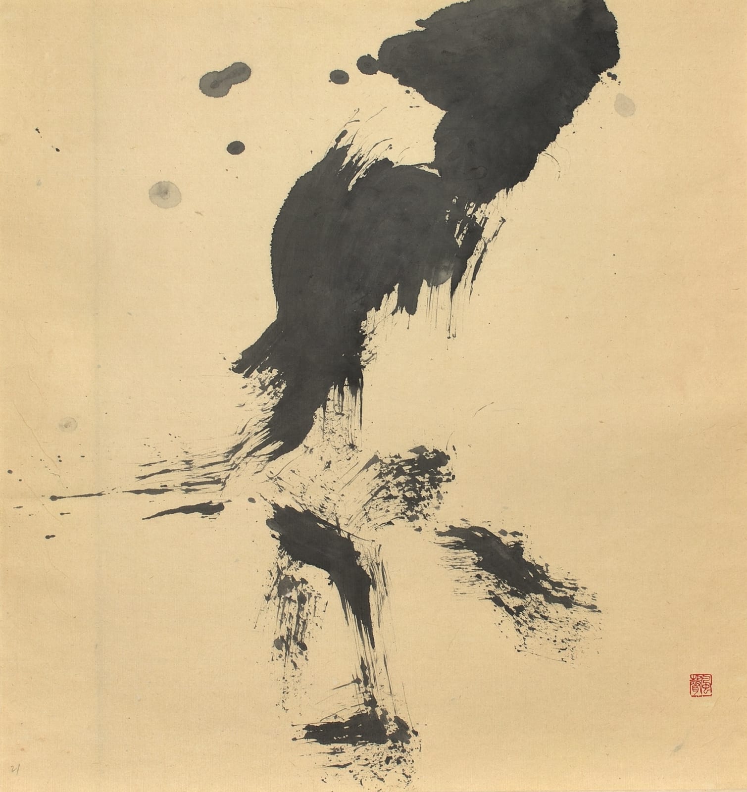 SHO-Künstler, #016292  Takeuchi Fûsei (*1924), Tuscheform, um 1960