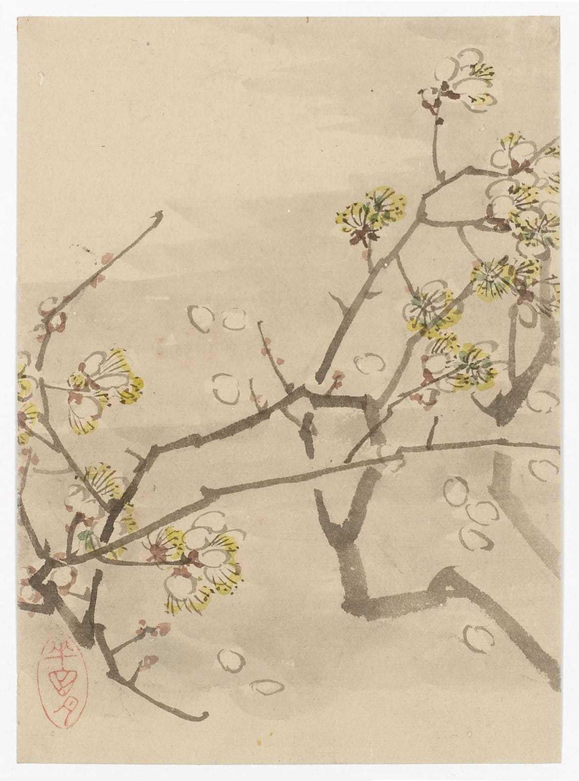 Malerei, #007474  Pflaumenblüten im Wind, Japan, 19. Jh.