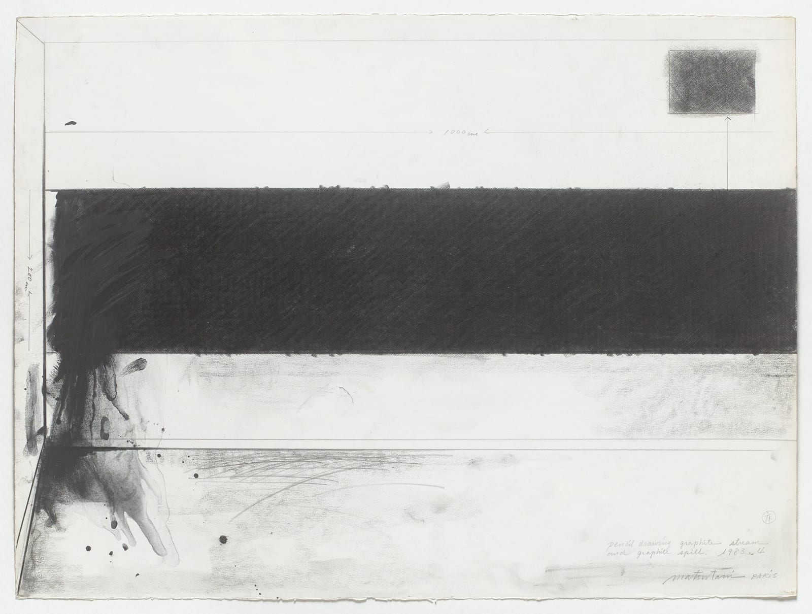 Takesada Matsutani, #003332 A Plan, pencil drawing graphite stream and graphite spill 1983,4, 1983